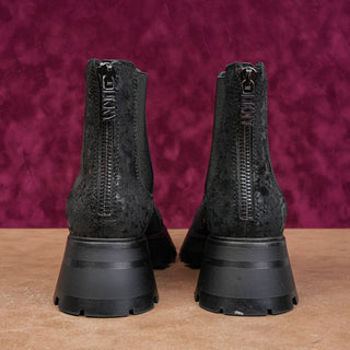 DKNY Women Sasha Chunky Black Leather Festival Party Lug Boots 7US EUR 37