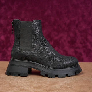 DKNY Women Sasha Chunky Black Leather Festival Party Lug Boots 7US EUR 37
