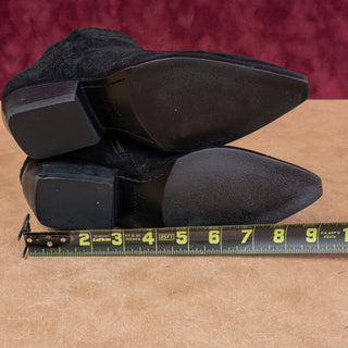 Marc Fisher Women Obbra Black Suede Cowboy Western Ankle Boots sz 5