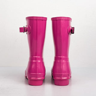 Hunter Women Original Gloss Short Pink Rubber Rain Ankle Boots M6 W7