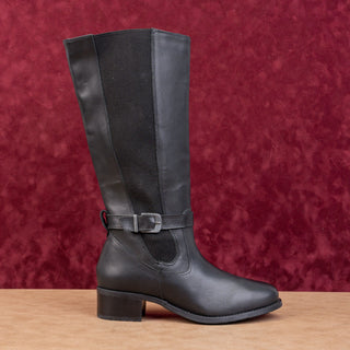 David Tate Women Allegria Black Leather Stretch Wide Calf Riding Boots sz 10