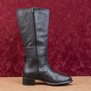 David Tate Women Allegria Black Leather Stretch Wide Calf Riding Boots sz 10