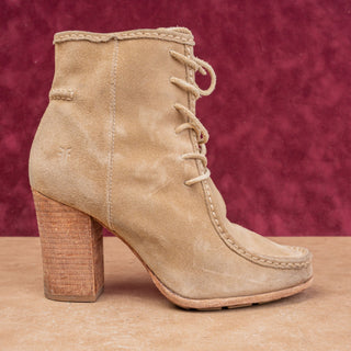 Frye Women Vintage Y2K Beige Suede Granny Lace-up All Leather Boots sz 8.5
