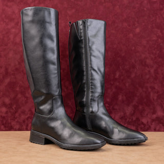 Nine West Women Cindy Black Vegan Leather Riding Equestrian Knee Boots sz 8.5