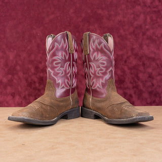 Ariat Women Delilah Brown Pink Leather Cowboy Western Boots sz 7