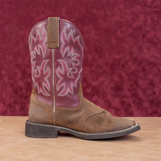 Ariat Women Delilah Brown Pink Leather Cowboy Western Boots sz 7