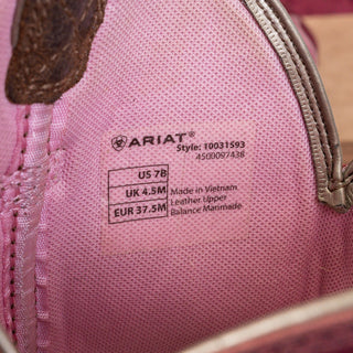 Ariat Women Delilah Brown Pink Leather Cowboy Western Boots sz 7