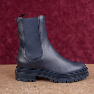 Gianvito Rossi Women Chester Navy Blue Leather Fashion Chelsea Boots 7US EUR37.5