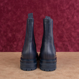 Gianvito Rossi Women Chester Navy Blue Leather Fashion Chelsea Boots 7US EUR37.5