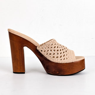 Veronica Beard Women Guadalupe Woven Fabric Platform Heels sz 10.5