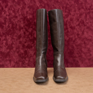 Andrew Geller Women Vintage Y2K Brown Leather Riding Square toe Boots sz 8