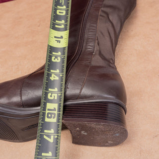 Andrew Geller Women Vintage Y2K Brown Leather Riding Square toe Boots sz 8