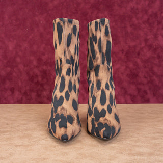 Stuart Weitzman Women Wren Fabric Leopard Print High Heel Ankle Boots sz 8