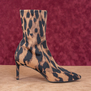 Stuart Weitzman Women Wren Fabric Leopard Print High Heel Ankle Boots sz 8
