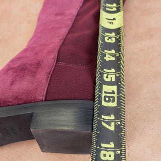 Stuart Weitzman Women Greer City Burgundy Silky Suede Dress Knee Boots sz 6.5