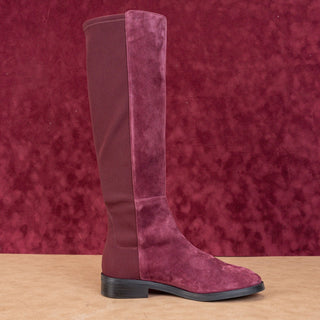 Stuart Weitzman Women Greer City Burgundy Silky Suede Dress Knee Boots sz 6.5