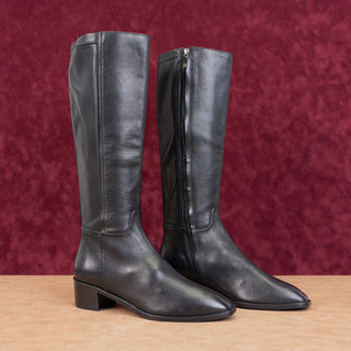 Aquatalia Wmn Rozaria Black Leather Weatherproof Tall Zip Riding Boots sz 10