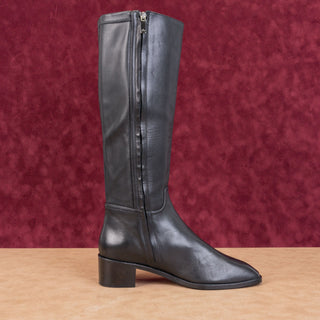 Aquatalia Wmn Rozaria Black Leather Weatherproof Tall Zip Riding Boots sz 10