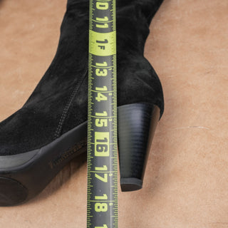 La Canadienne Women Black Suede Waterproof Zip Fashion Heel Knee Boots sz 9.5
