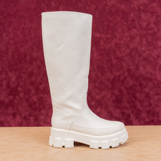 Circus NY Wmn Dollie Ivory Vegan Leather Platform Festival Combat Boots sz 6