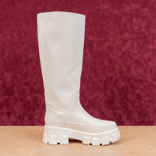 Circus NY Wmn Dollie Ivory Vegan Leather Platform Festival Combat Boots sz 6