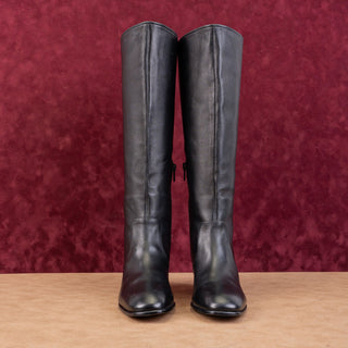 Vince Women Arabel Black Leather Zip Dress Riding Knee Boots sz 6.5US EUR36.5