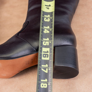 Vince Women Arabel Black Leather Zip Dress Riding Knee Boots sz 6.5US EUR36.5