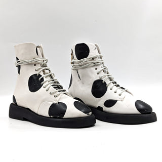 Marsell Women Gomello Polka Dots Screen Print Leather Boots 7US EUR37