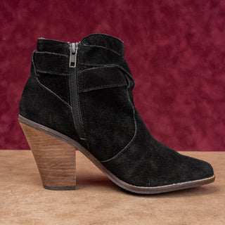 Dolce Vita Women Solid Black Suede Buckle Western Ankle Boots sz 10