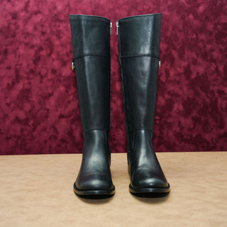 Frye Women Melissa D Ring Black Leather Zip Riding Equestrian Tall Boots sz 6
