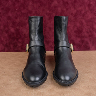 Stuart Weitzman Wmn City Buckle Stretch Panel Black Buckle Ankle Dress Boots 9.5