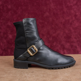 Stuart Weitzman Wmn City Buckle Stretch Panel Black Buckle Ankle Dress Boots 9.5