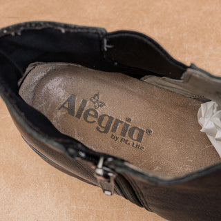 Alegria Women Shayne Black Leather Zip Chelsea Ankle Boots sz 6US EUR36