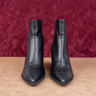 Jeffrey Campbell Women Faux Black Leather Pointy toe Party Zip Ankle Boots sz 9
