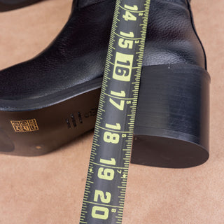 Stuart Weitzman Women Finn Black Grain Leather Zip Fashion Knee Boots sz 8