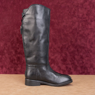 Free People Women Everly Black Leather Riding Tall Knee Boots sz 7US EUR38
