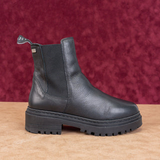 Musse&Cloud Women Platform Black Leather Festival Lug Chelsea Boots sz 8US EUR39