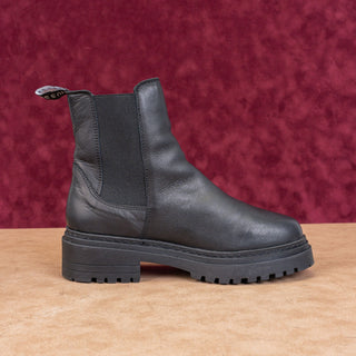 Musse&Cloud Women Platform Black Leather Festival Lug Chelsea Boots sz 8US EUR39