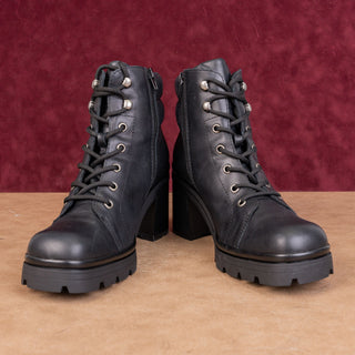 Jeffrey Campbell Women Hikes Black Leather Festival Platform Combat Boots sz 9.5