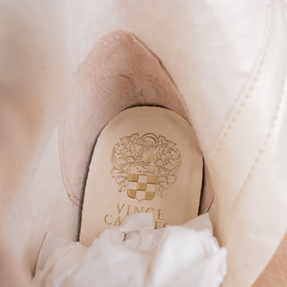 Vince Camuto Classic Wedding Zip White Leather Western Cowboy Boots sz 9US EUR40