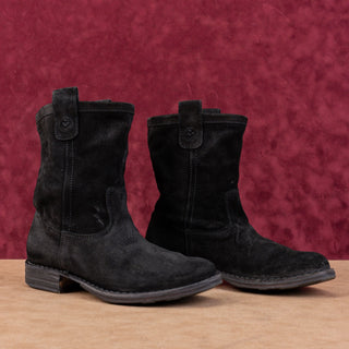 Fiorentini + Baker Women Joel Black Suede Western Pull Tab Ankle Boots sz 6.5US EUR37