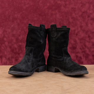 Fiorentini + Baker Women Joel Black Suede Western Pull Tab Ankle Boots sz 6.5US EUR37