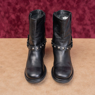 Janet Sport Women Black Leather Festival Party Stud Moto Fashion Boots 7US EUR37