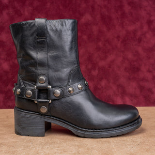Janet Sport Women Black Leather Festival Party Stud Moto Fashion Boots 7US EUR37