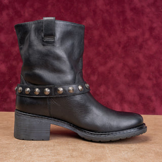 Janet Sport Women Black Leather Festival Party Stud Moto Fashion Boots 7US EUR37