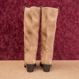 Vintage Foundry Women Beige Suede Boho Western Cowboy Wide Calf fashion Boots 10