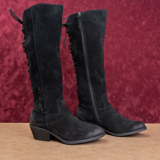 Sofft Women Sharnell Black Suede Back Lace-up Western Riding Boots sz 8.5