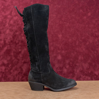 Sofft Women Sharnell Black Suede Back Lace-up Western Riding Boots sz 8.5