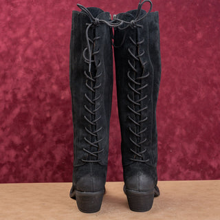 Sofft Women Sharnell Black Suede Back Lace-up Western Riding Boots sz 8.5