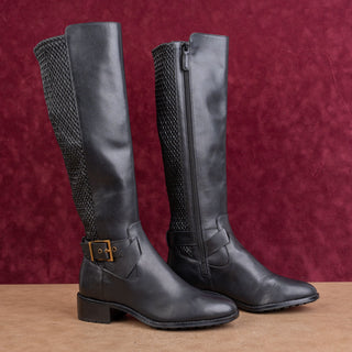 Cole Haan Women Grand Os Black Leather Almond Toe Fashion Tall Fashion Boots 7.5